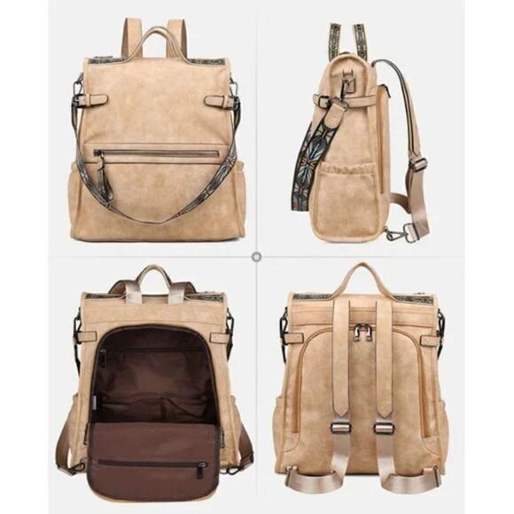 New Vegan Leather Large Travel Backpacks Purses for Women - Picture 4 of 7